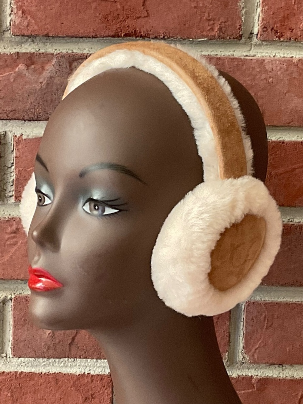 UGG Water Resistant Chestnut Sheepskin Earmuffs Embroidered Logo O/S NWOT